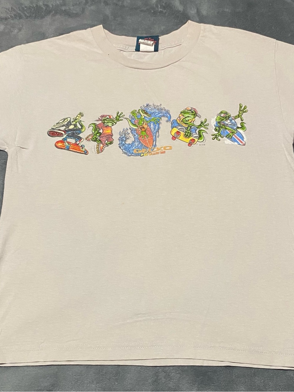 Kids Cream Surfing Frog Graphic Tee